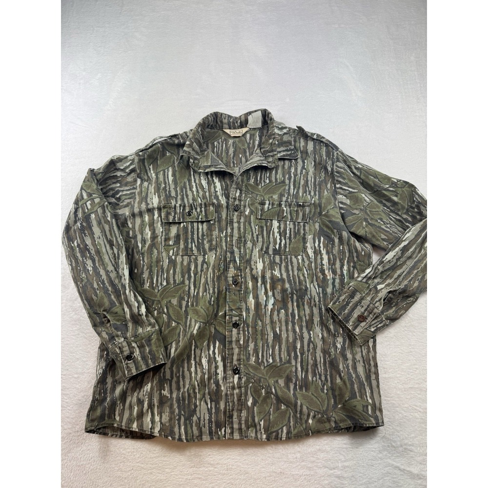 Vintage Walls Shirt Mens XL Camo Real Tree OG Bark Flannel Hunting Made USA 90s